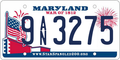 MD license plate 9AN3275