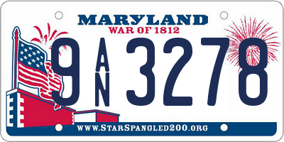MD license plate 9AN3278