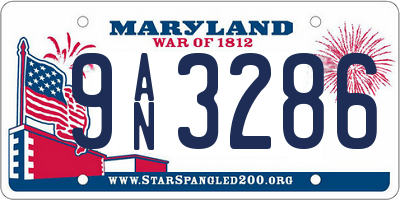 MD license plate 9AN3286