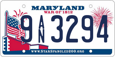 MD license plate 9AN3294