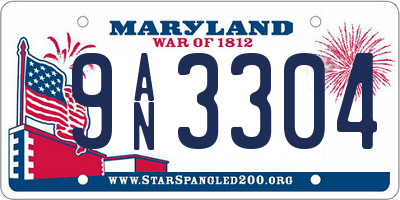 MD license plate 9AN3304