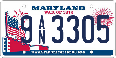 MD license plate 9AN3305