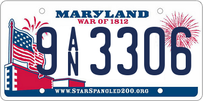 MD license plate 9AN3306