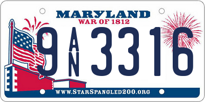 MD license plate 9AN3316