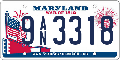 MD license plate 9AN3318