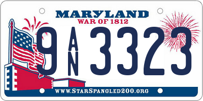 MD license plate 9AN3323