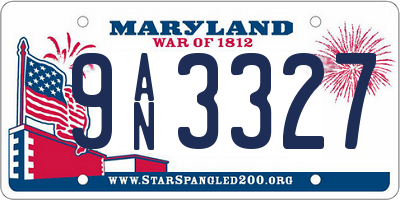 MD license plate 9AN3327