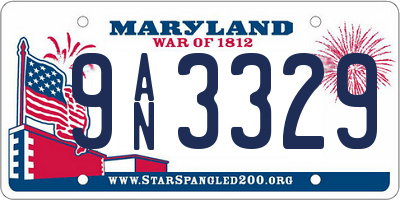 MD license plate 9AN3329