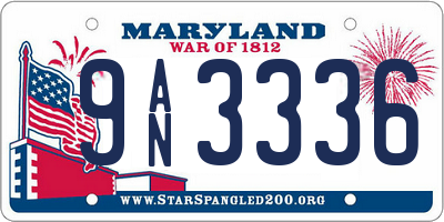 MD license plate 9AN3336