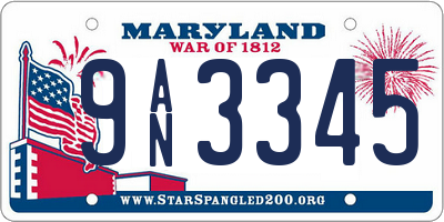 MD license plate 9AN3345