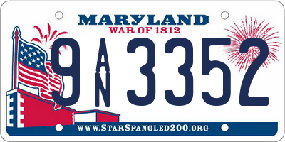 MD license plate 9AN3352