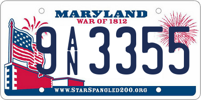 MD license plate 9AN3355