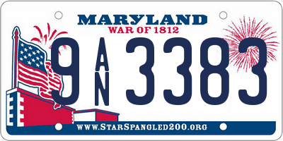 MD license plate 9AN3383