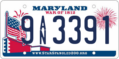MD license plate 9AN3391