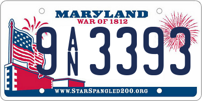 MD license plate 9AN3393