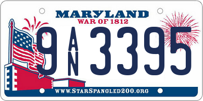 MD license plate 9AN3395