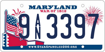 MD license plate 9AN3397