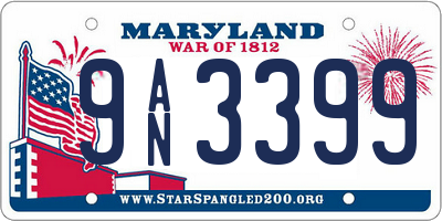 MD license plate 9AN3399