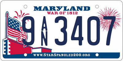 MD license plate 9AN3407