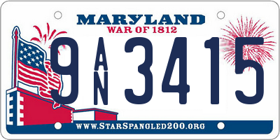 MD license plate 9AN3415