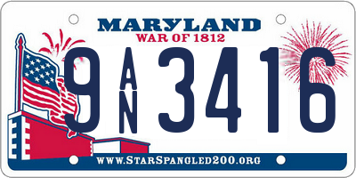 MD license plate 9AN3416