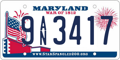 MD license plate 9AN3417
