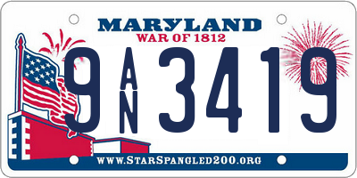 MD license plate 9AN3419