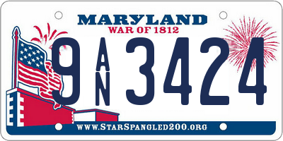 MD license plate 9AN3424