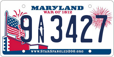 MD license plate 9AN3427