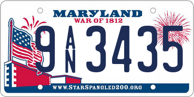 MD license plate 9AN3435