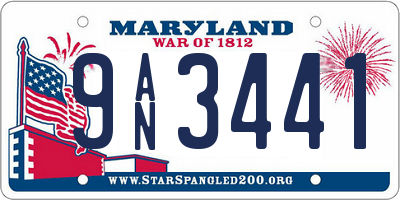 MD license plate 9AN3441