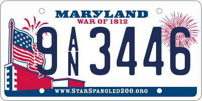 MD license plate 9AN3446