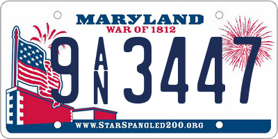 MD license plate 9AN3447