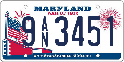 MD license plate 9AN3451