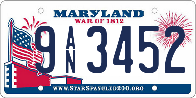 MD license plate 9AN3452