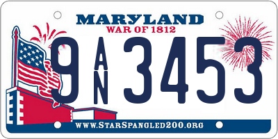 MD license plate 9AN3453
