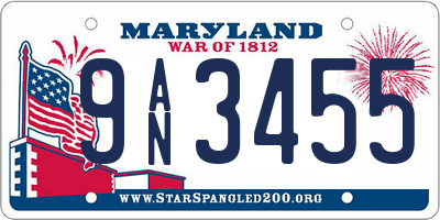 MD license plate 9AN3455