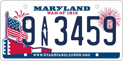 MD license plate 9AN3459
