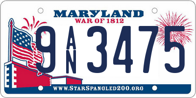 MD license plate 9AN3475