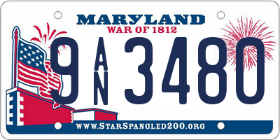 MD license plate 9AN3480