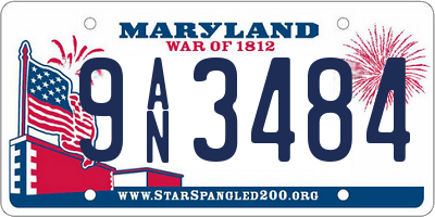 MD license plate 9AN3484