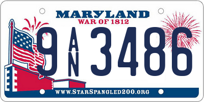 MD license plate 9AN3486
