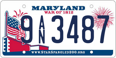 MD license plate 9AN3487