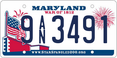 MD license plate 9AN3491