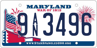 MD license plate 9AN3496