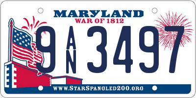 MD license plate 9AN3497