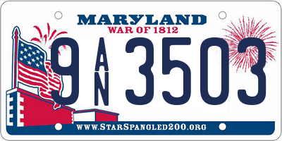 MD license plate 9AN3503