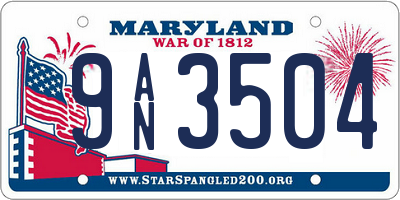 MD license plate 9AN3504