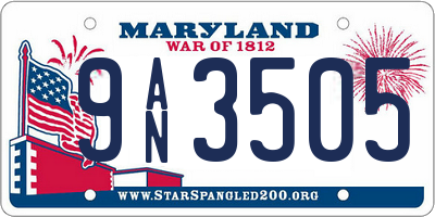 MD license plate 9AN3505
