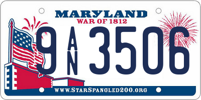 MD license plate 9AN3506
